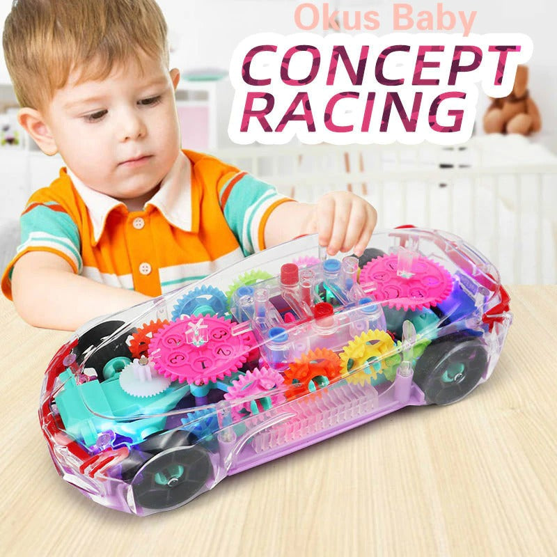 ToysCart Electric Universal Gear Mechanical Concept Colorful Light Music Transparent Toy Car