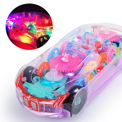 ToysCart Electric Universal Gear Mechanical Concept Colorful Light Music Transparent Toy Car