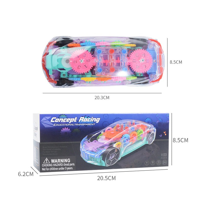 ToysCart Electric Universal Gear Mechanical Concept Colorful Light Music Transparent Toy Car