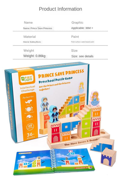 ToysCart Wooden Building Blocks Toy Prince Save The Princess Interactive Game For Kids 3d Blocks