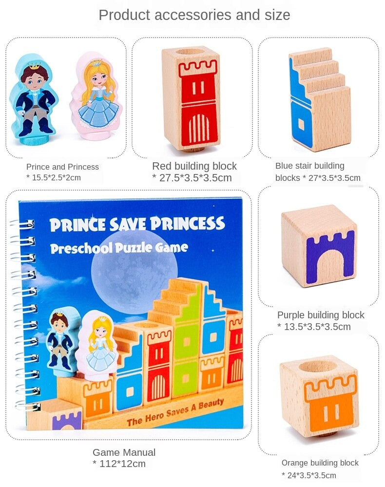 ToysCart Wooden Building Blocks Toy Prince Save The Princess Interactive Game For Kids 3d Blocks