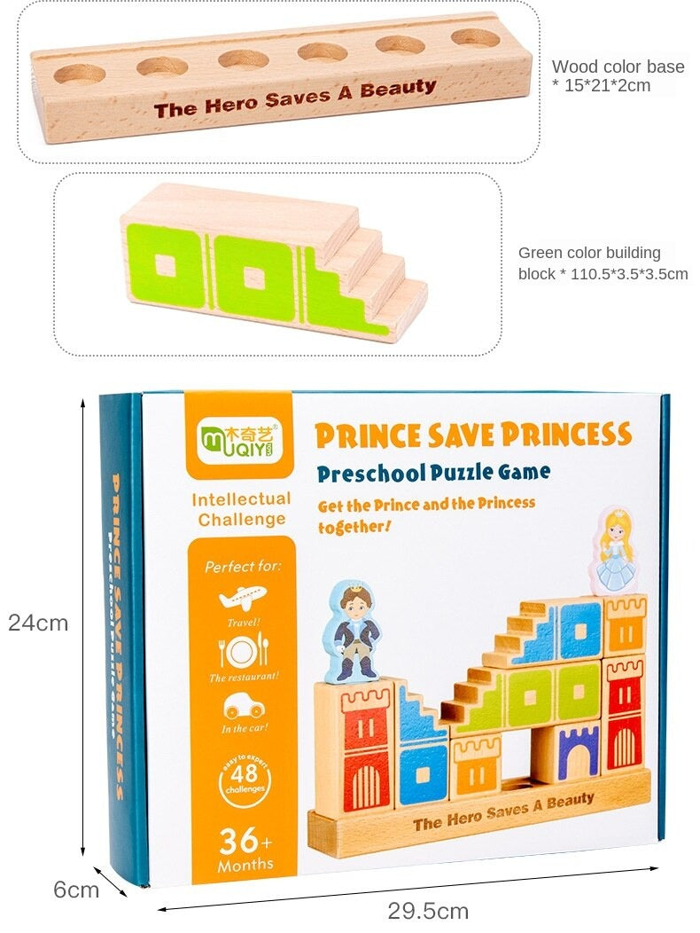 ToysCart Wooden Building Blocks Toy Prince Save The Princess Interactive Game For Kids 3d Blocks