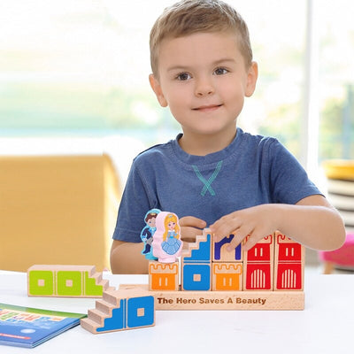 ToysCart Wooden Building Blocks Toy Prince Save The Princess Interactive Game For Kids 3d Blocks