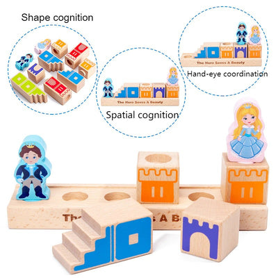 ToysCart Wooden Building Blocks Toy Prince Save The Princess Interactive Game For Kids 3d Blocks