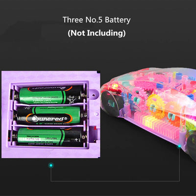 ToysCart Electric Universal Gear Mechanical Concept Colorful Light Music Transparent Toy Car